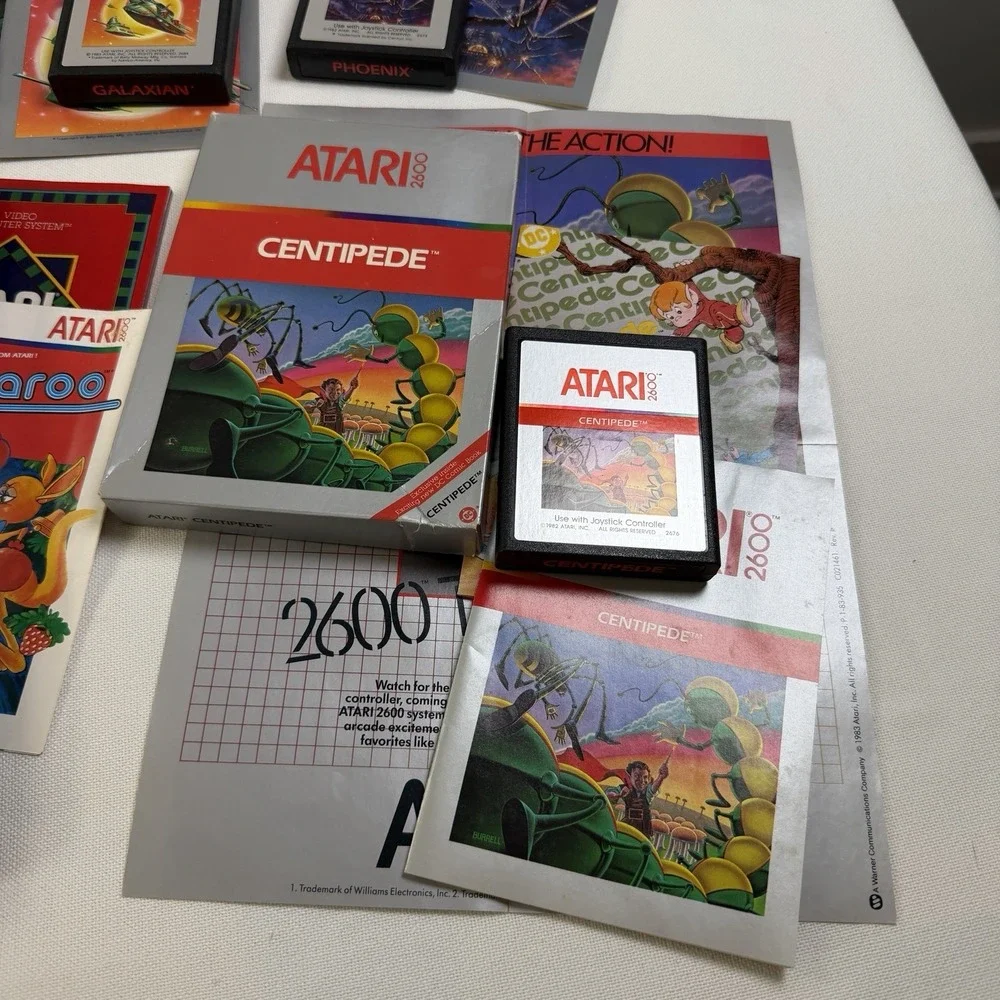 Atari 2600 Games Lot 7 - Ms. Pac-man Dig Dug Centipede Phoenix Galaxian Kangaroo